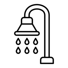 Shower Vector Outline Icon Isolated On White Background
