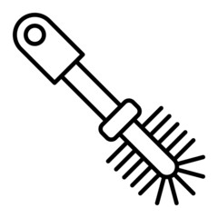 Cleaning Brush Vector Outline Icon Isolated On White Background