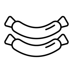 Sausage Vector Outline Icon Isolated On White Background