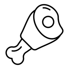 Ham Leg Vector Outline Icon Isolated On White Background