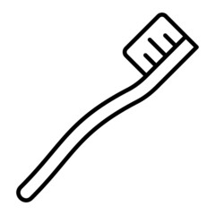 Toothbrush Vector Outline Icon Isolated On White Background