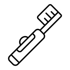 Electronic Toothbrush Vector Outline Icon Isolated On White Background