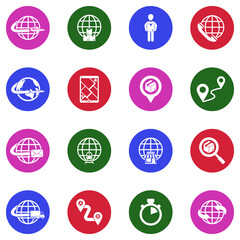 Global Logistic Icons. White Flat Design In Circle. Vector Illustration.