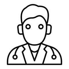 Dentist Vector Outline Icon Isolated On White Background