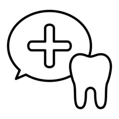 Dental Consult Vector Outline Icon Isolated On White Background