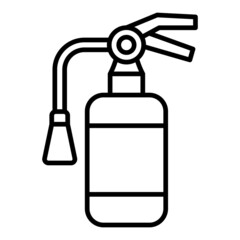 Fire Extinguisher Vector Outline Icon Isolated On White Background