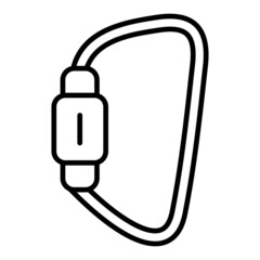 Carabiner Vector Outline Icon Isolated On White Background