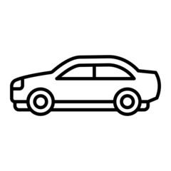 Car Vector Outline Icon Isolated On White Background