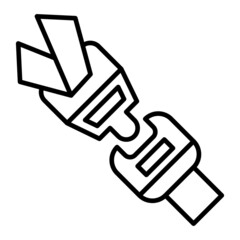 Seat Belt Vector Outline Icon Isolated On White Background