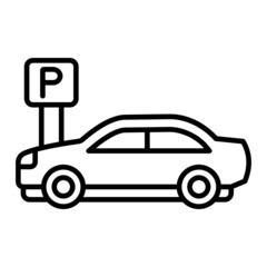 Parking Vector Outline Icon Isolated On White Background