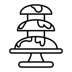 Chocolate Fountain Vector Outline Icon Isolated On White Background