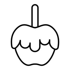 Candy Apple Vector Outline Icon Isolated On White Background