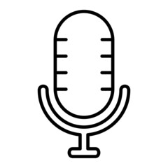 Microphone Vector Outline Icon Isolated On White Background