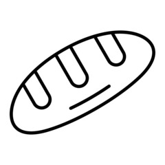 Bread Vector Outline Icon Isolated On White Background