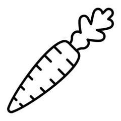 Carrot Vector Outline Icon Isolated On White Background