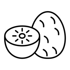 Kiwi Vector Outline Icon Isolated On White Background