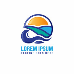 Abstract landscape logo design template