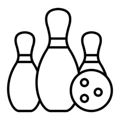 Bowling Vector Outline Icon Isolated On White Background