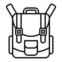 Backpack Vector Outline Icon Isolated On White Background