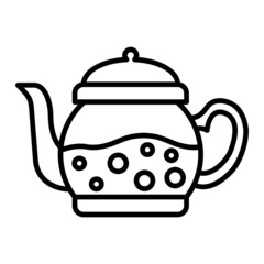 Kettle Vector Outline Icon Isolated On White Background