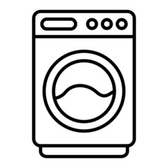 Washing Machine Vector Outline Icon Isolated On White Background