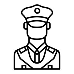 Security Guard Vector Outline Icon Isolated On White Background