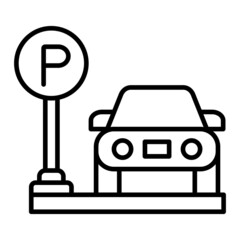 Parking Vector Outline Icon Isolated On White Background