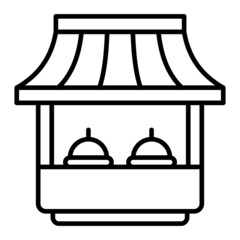 Food Stall Vector Outline Icon Isolated On White Background