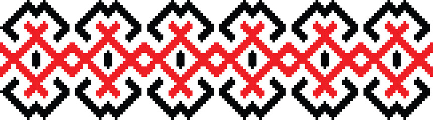 Traditional Romanian folk art knitted embroidery pattern; sewing pattern
