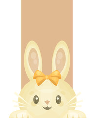 Illustration of a fluffy rabbit with a bow in cartoon style. Cute animal.