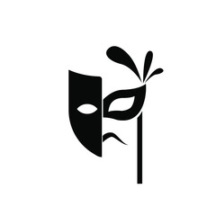 Abstract mask icon flat black color isolated design vector.Two different mask icon.Mask icon.Two character mask.