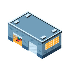 Warehouse Building Isometric Composition
