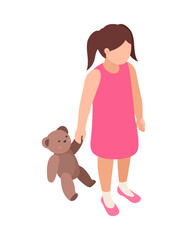 Girl With Teddybear Composition