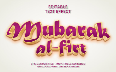 3d mubarak al fitr text effect editable text style