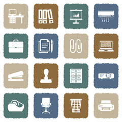 Workplace Icons. Grunge Color Flat Design. Vector Illustration.