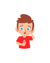 little kid get nose bleed and feel sad