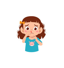 little kid get nose bleed and feel sad