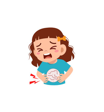 sick girl with stomach ache clip art preview