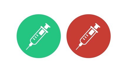Vaccine or Syringe red and green icon set.
