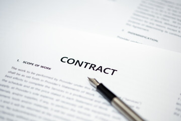 Close up of a contract