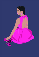 Fototapeta na wymiar Girl in a dress without a face . Vector graphics