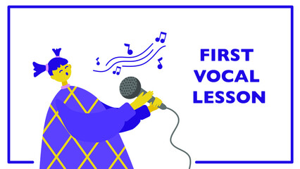 
singing girl with microphone template