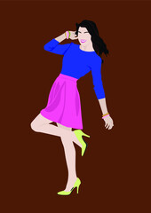 Girl in a dress without a face . Vector graphics