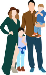 Fototapeta premium flat style, people without faces, family, parents and children