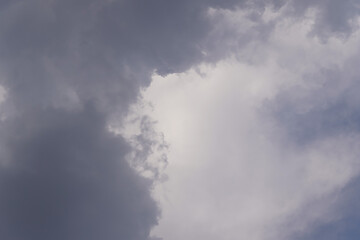 Rain clouds like black smoke, dark and strong winds, copy space