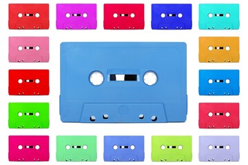 Vintage colorful Cassette tape isolated on a white background