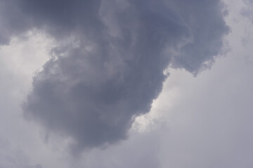 Fototapeta na wymiar Rain clouds like black smoke, dark and strong winds.