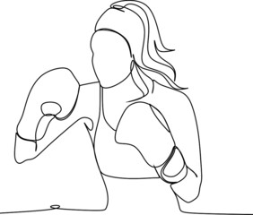 Continuous line art or one line drawing of a healthy boxer vector illustration.