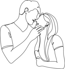 one line drawing of hugging couple vector minimalism. Single hand drawn continuous of man and woman in romantic moment.
