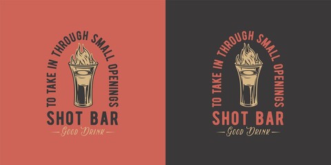 Hot shot B-52 with flame or fire. Burning alcohol liquor cocktail. Vector tropical design with B 52 for bar or pab